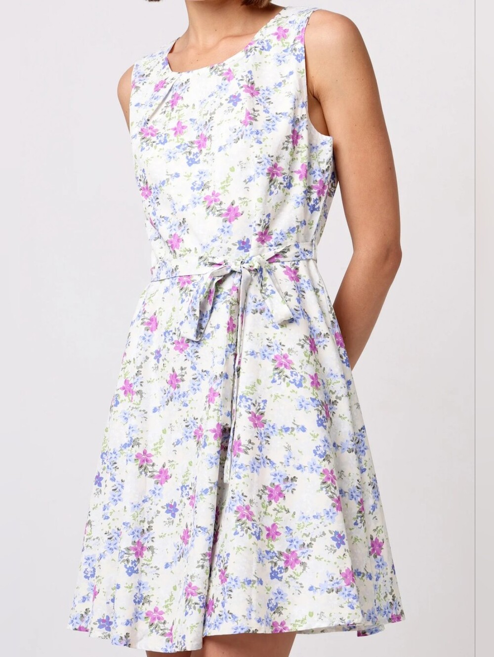 NWT Revolve Angeleye London White Floral Sleeveless Tie-Waist A Line Tea Dress